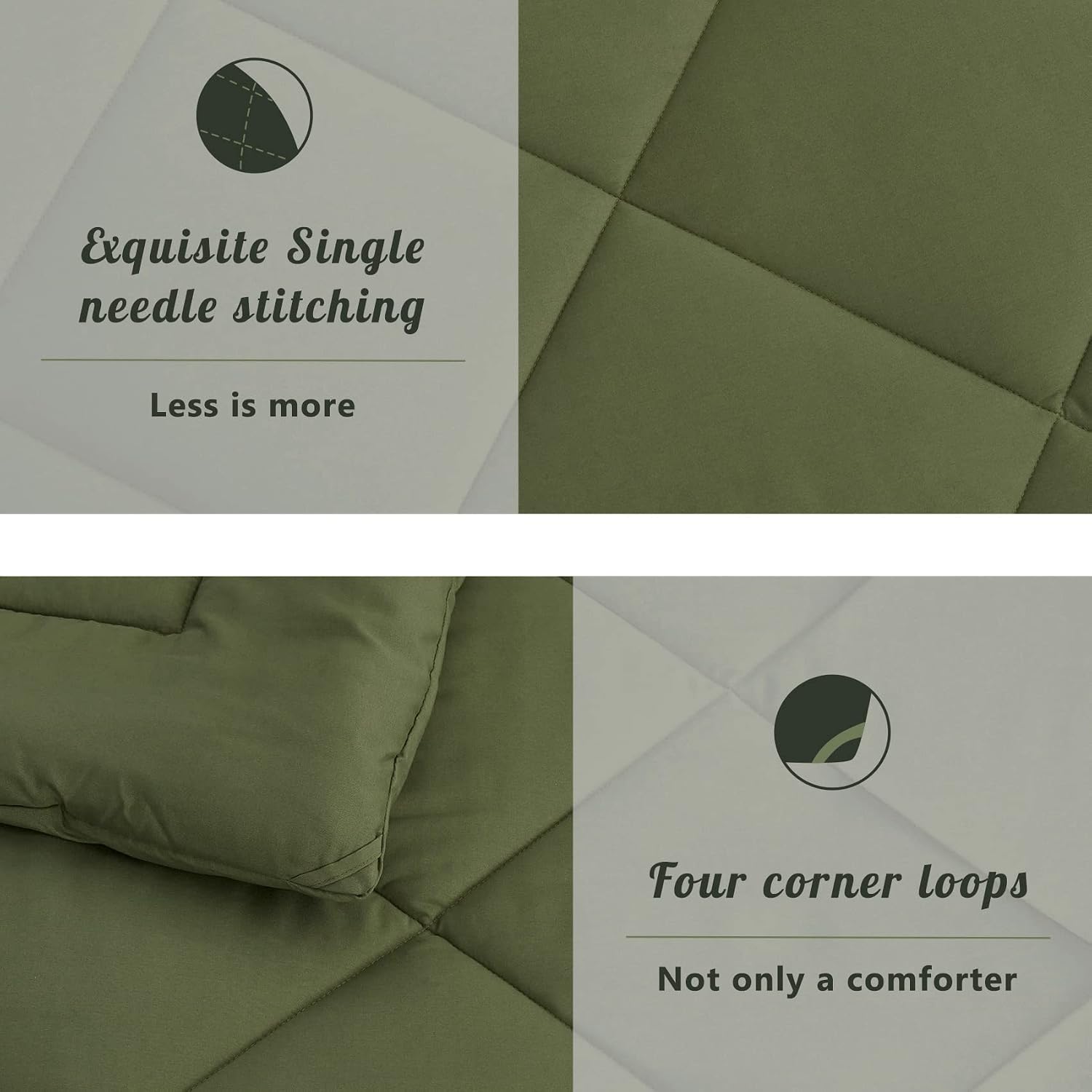 Western Home Queen Comforter Set -Lightweight Down Alternative Bed Comforter with 2 Pillow Shams, Quilted Microfiber Queen Size Bedding Comforter Sets All Season (Olive Green, 88x88 inches, 3 Pieces)