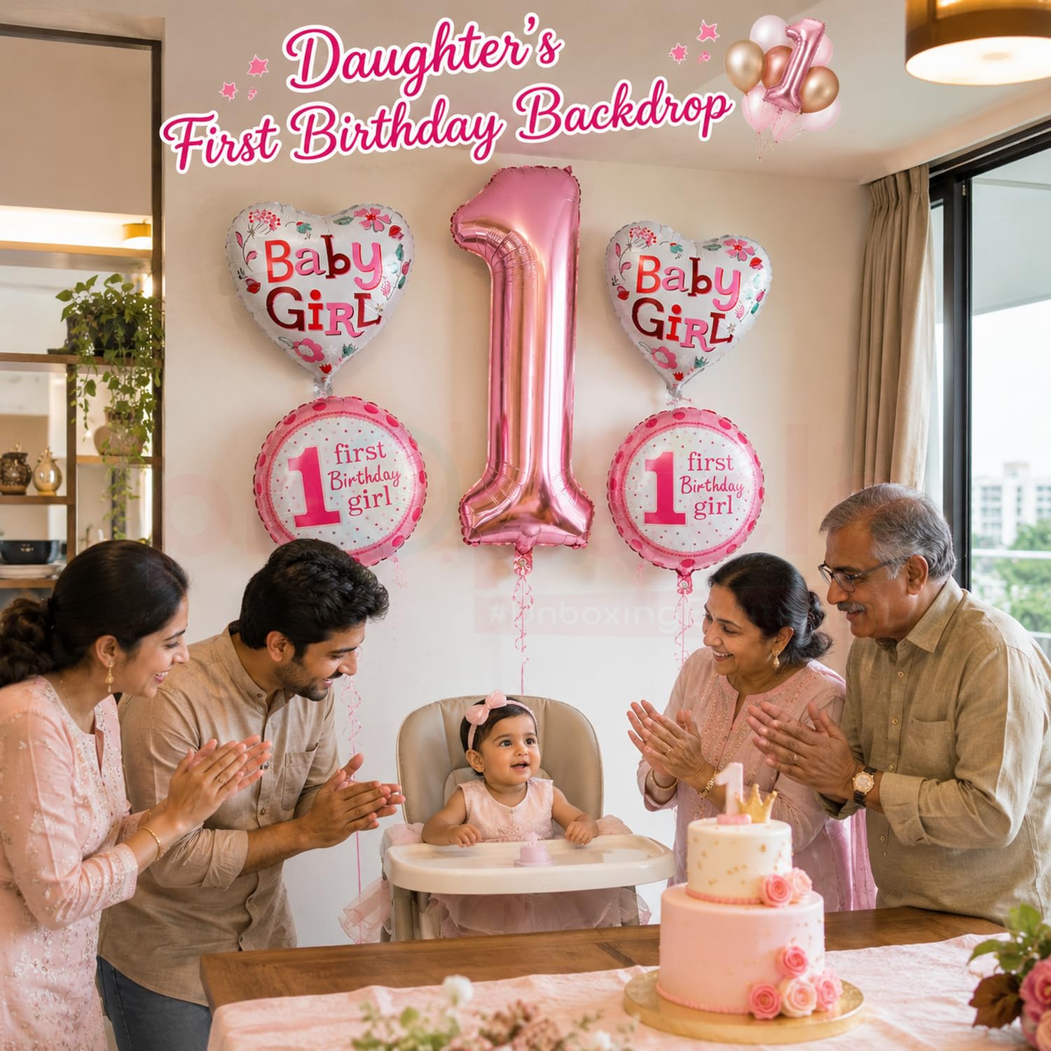 Propsicle Pink 1 Number Foil Balloons for 1st Birthday Decoration For Girl 2