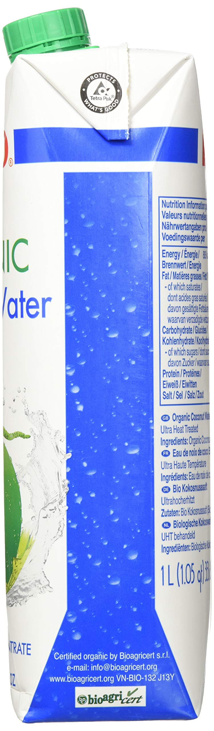 FOCO Bio Kokosnusswasser | 100 % Pur & Natürlich | Erfrischender Durstlöscher & Sportgetränk | Von Natur aus Vegan | Praktisches Tetra-Pak | 6 x 1 l