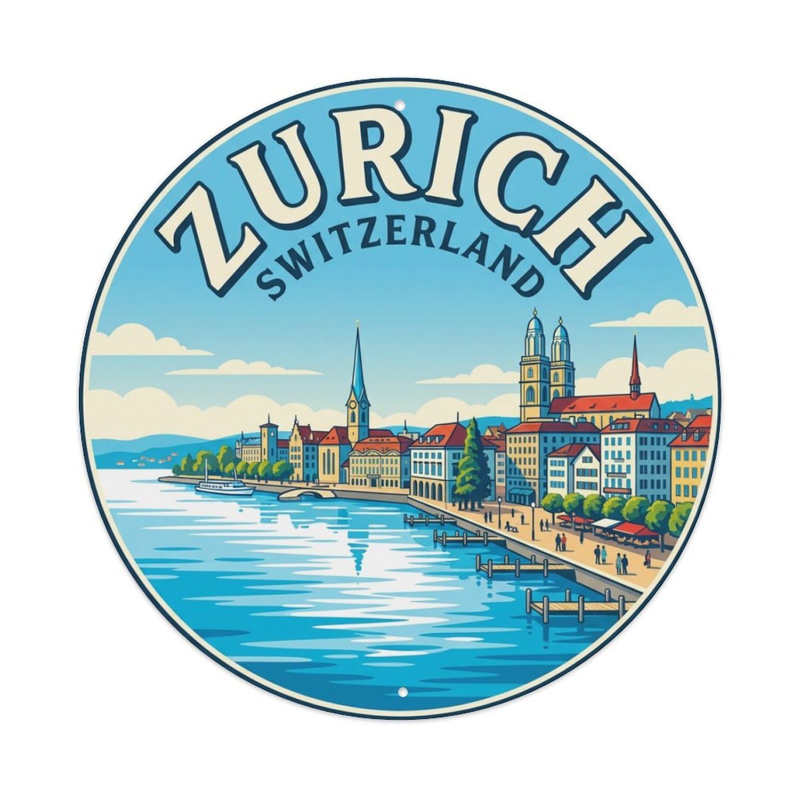 Galvaxio Style Vintage Travel Switzerland Zurich Metal Tin Sign