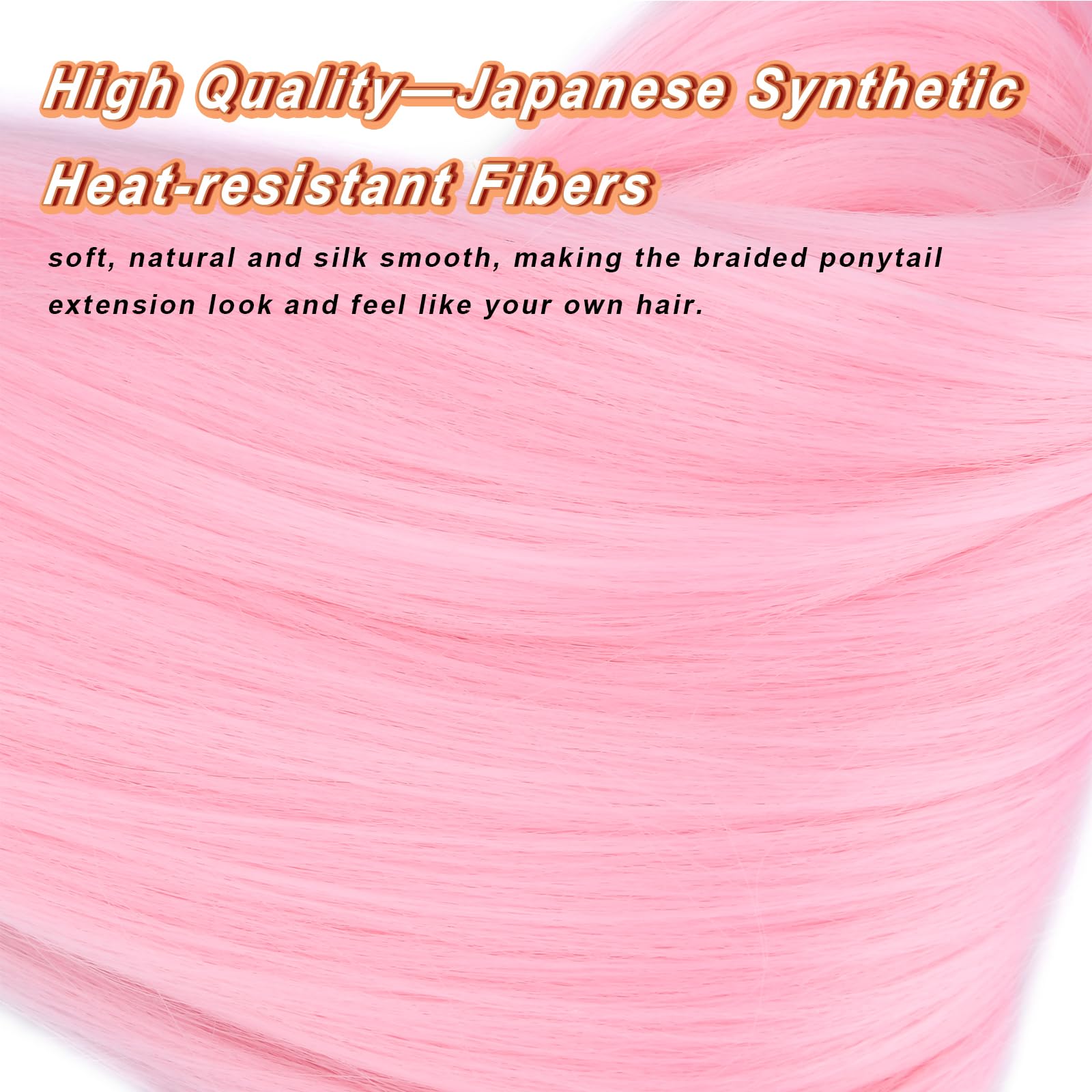 Gledola Long Braided Ponytail Extension 30 Inch Pre stretched Braiding Hair Extensions DIY Braid Ponytail Synthetic Hair Piece (Pink - Image 4