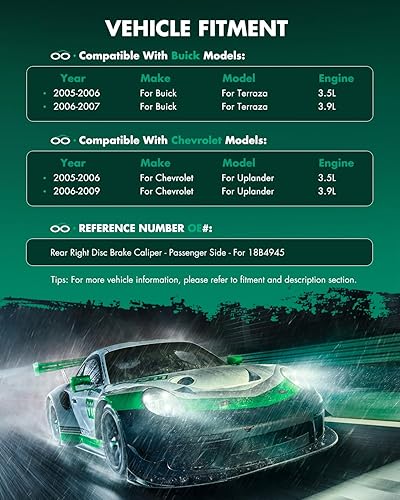 Miniatura 3 de SCITOO Pinza de freno trasera derecha con soporte 18B4945 compatible para Buick Terraza 2005-2007, para Chevrolet Uplander 2005-2009, para Pontiac