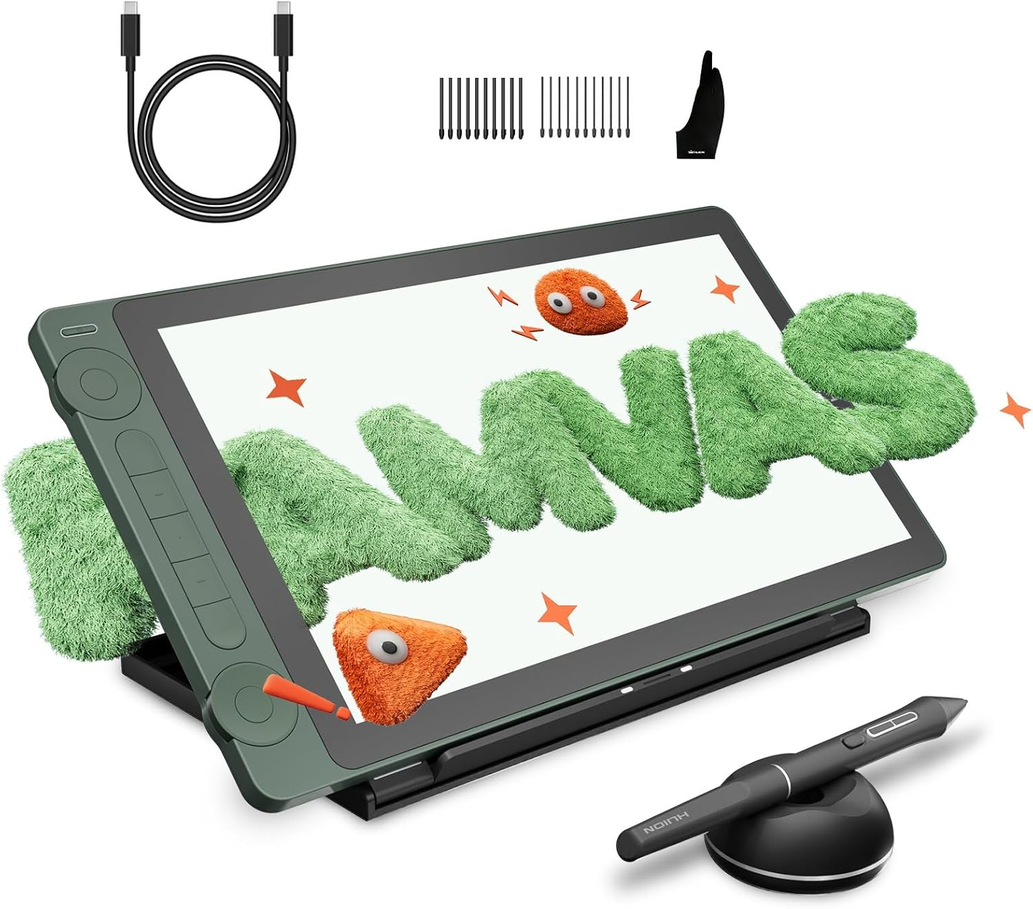 HUION Drawing Tablet with Screen Full-Laminated Art Tablet Kamvas 13 (Gen 3) SE Graphic Tablet with Canvas Glass 2.0 13.3" Pen Display with USB-C to USB-C Cable, PenTech 4.0, 16K Pressure