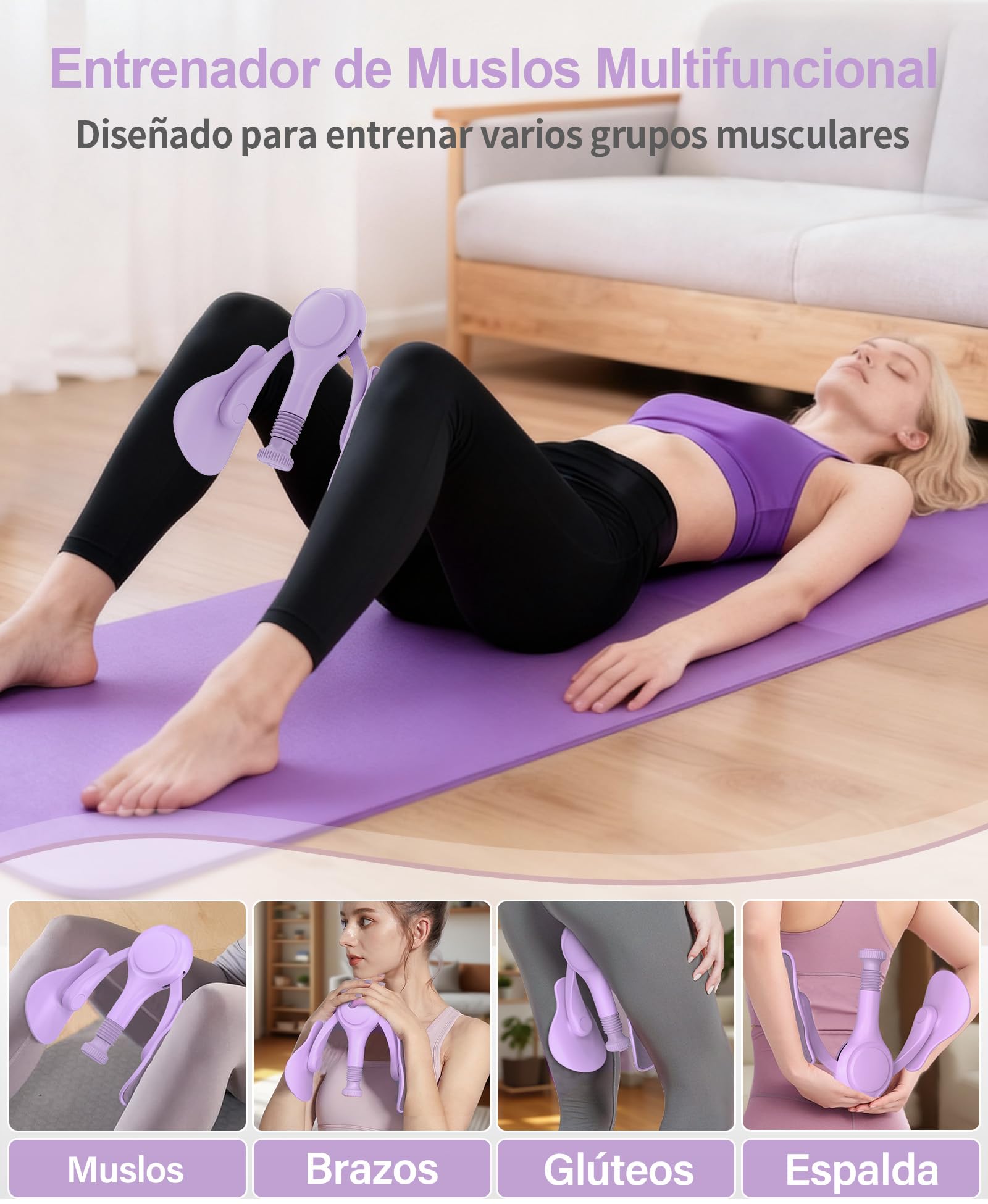 Ejercitador de Muslos y Suelo Pélvico para Mujeres Máquina de Ejercicio Interno de Piernas con Banda de Resistencia Kegel Trainer Tonificador de Glúteos y Musculatura Abdominal para Casa