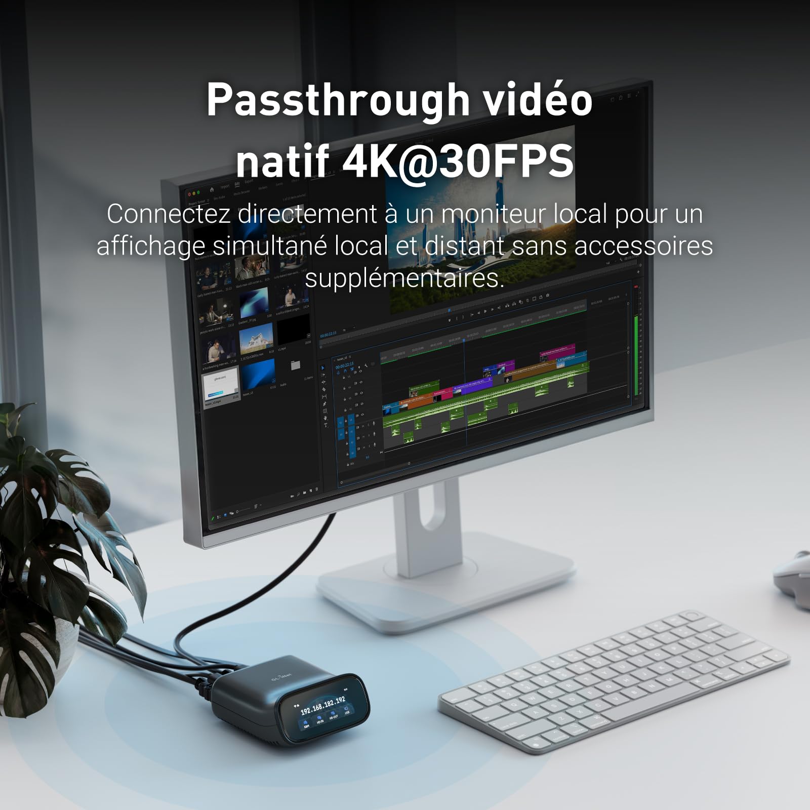 GL.iNet Comet Pro (GL-RM10) KVM à distance via Wi-Fi, Wi-Fi 6 double bande, passthrough 4K @ 30 Hz, écran tactile, EMMC 32 Go, support échelle, accès à distance pour la récupération après sinistre