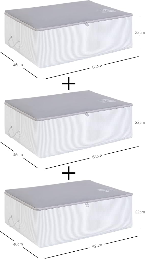Ocean Home Textile 3'lü Büyük Boy Gri Renk Stuff & Things Baza Altı Hurç Set