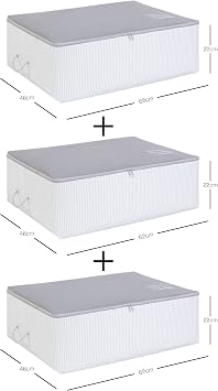 Ocean Home Textile 3'lü Büyük Boy Gri Renk Stuff & Things Baza Altı Hurç Set