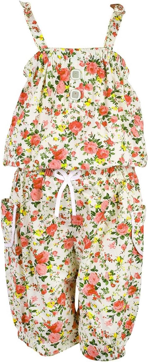 Arshia Fashions Knee Length Cotton Floral Jumpsuit for Girls