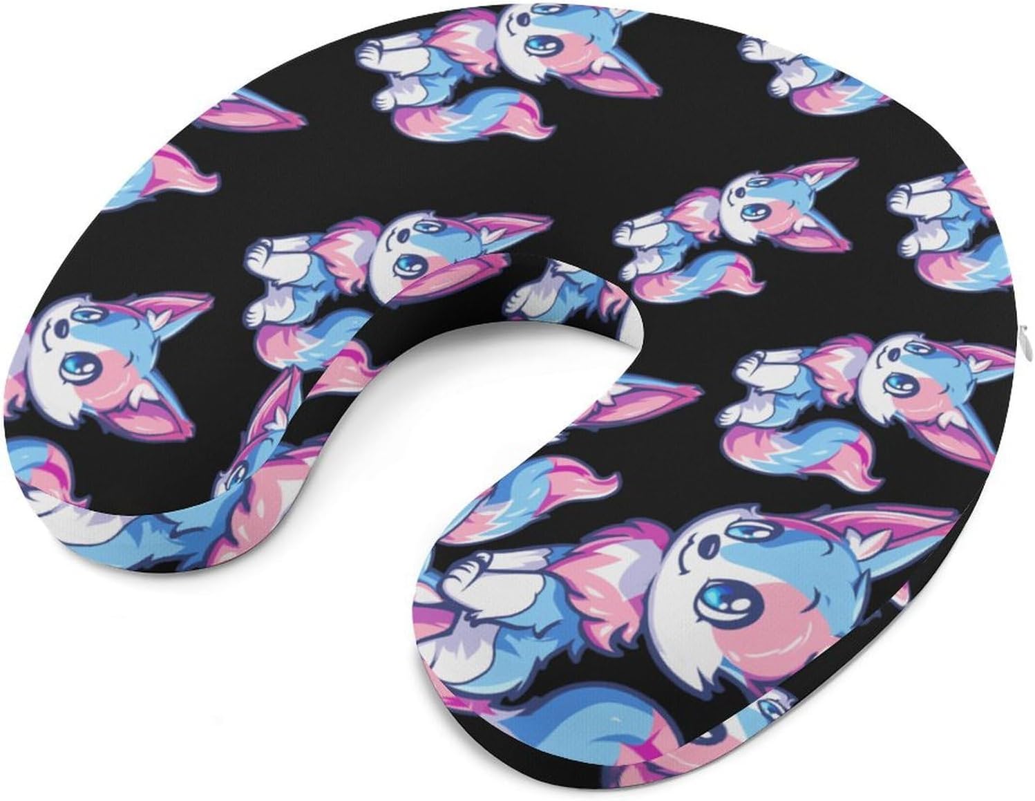 Trans Fox Transgender Travel Pillow U Shape Neck Pillow Washable Pillowcase for Sleeping Chair