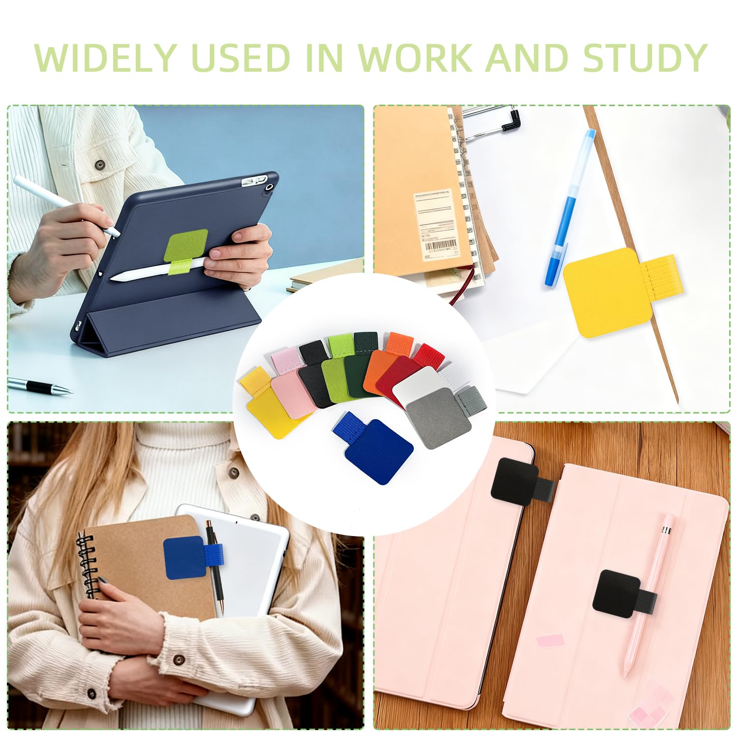 10 Stück selbstklebende Stiftschlaufen-Halter für Notizbücher, Tagebücher und Planer, elastischer Stifthalter für Stifte, Apple Pencil, Stylus (10 Farben)