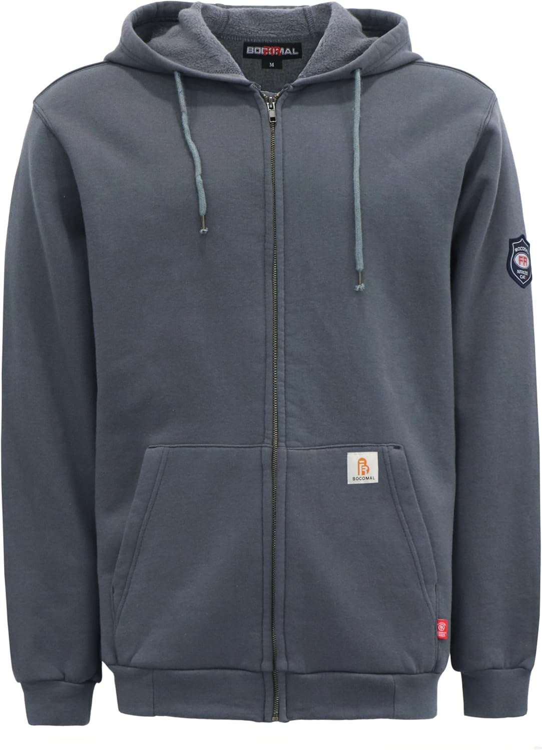 BOCOMAL FR Hoodies Zipper Front 10.5oz Cotton Fleece Flame Resistant Hooded Sweatshirts