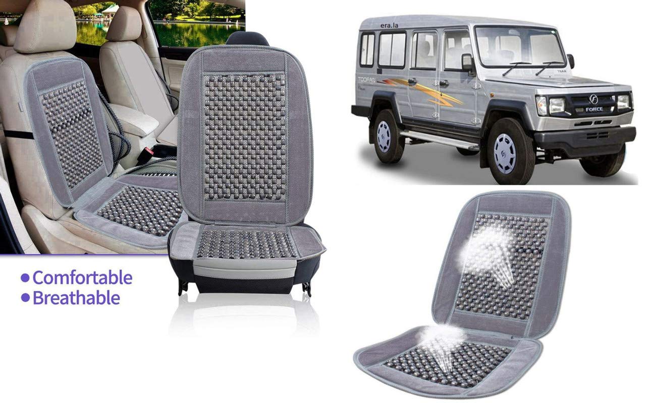 Selifaur - Ultra Comfort Massage Cool Car Velvet Grey Bead Seat Cushion for Land Cruiser