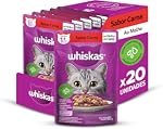 Pack Ração Úmida Whiskas Sachê Carne ao Molho para Gatos Adultos 85 g - 20 unidades