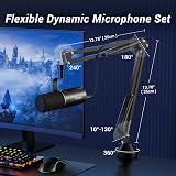 TONOR USB/XLR Microphone, Broadcast-quality Dynamic Studio PC Mic with Boom Arm for Podcasting Recording Gaming Music Streaming Singing Voice-Over Noise Rejection, with 3.5mm Headphones Jack TD510+ - 8