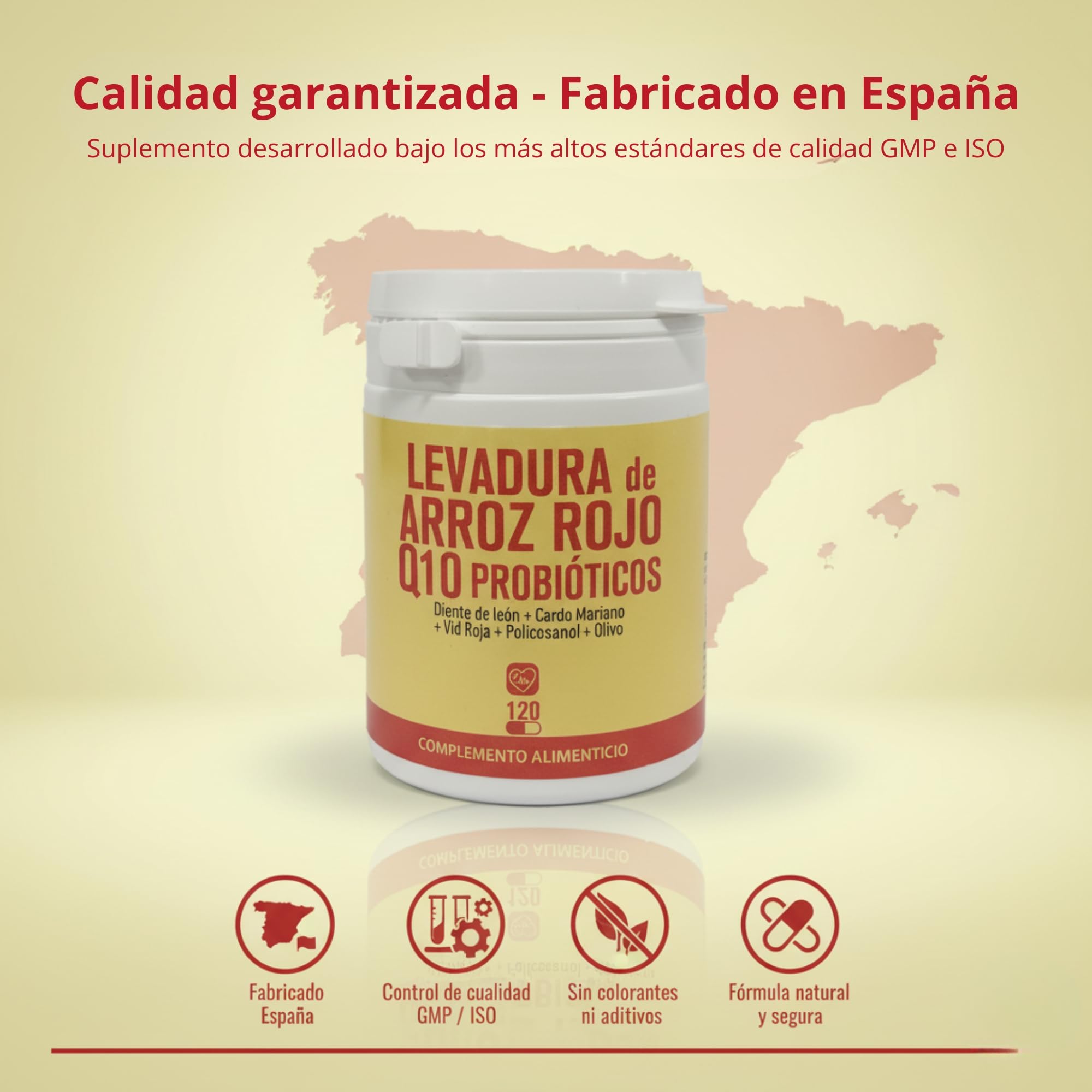 EUROPEA levadura de arroz rojo con Q10 y monacolina k - Arroz rojo colesterol capsulas con Diente de león Cardo mariano y probióticos que ayudan al hígado e intestino - red yeast rice coq10