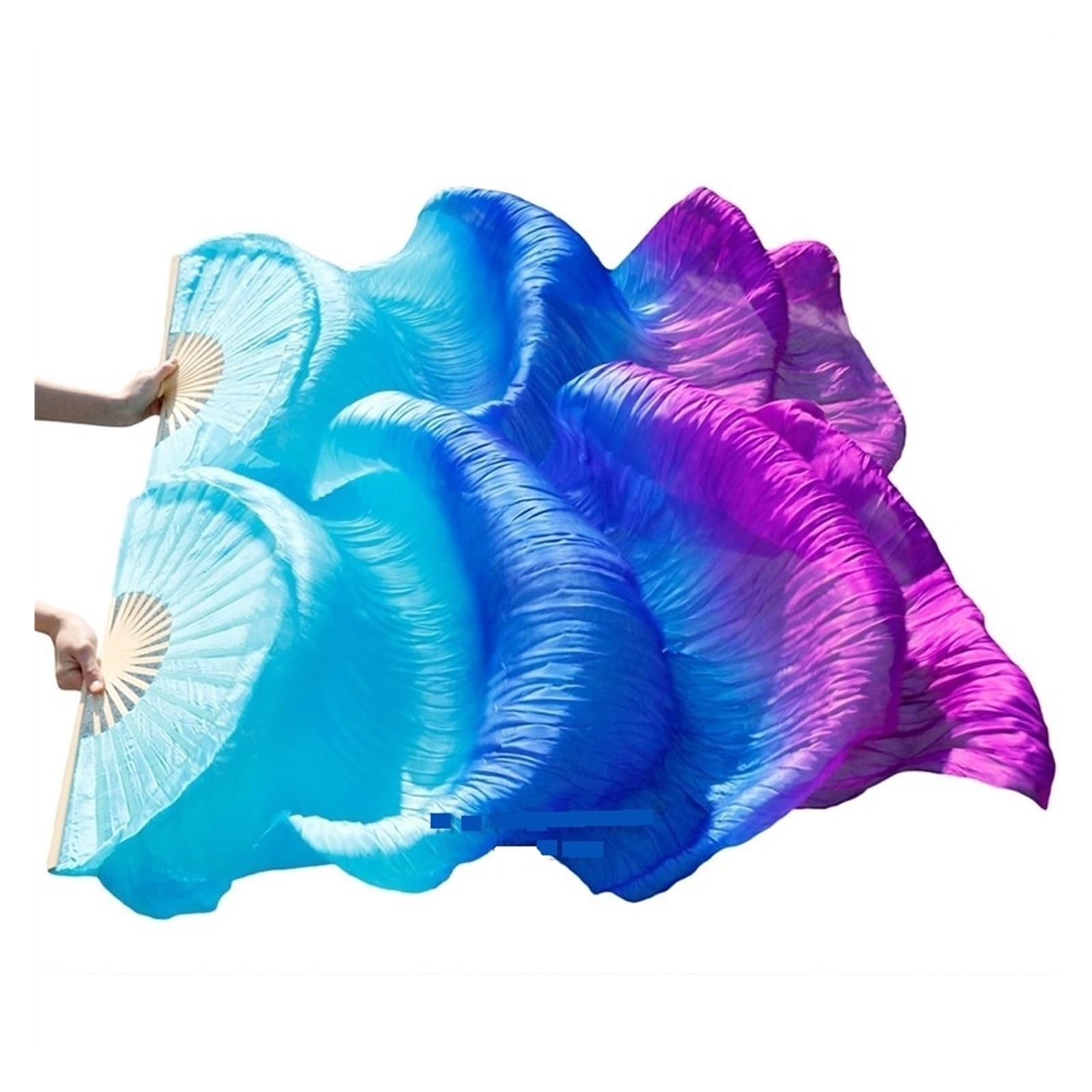 Abanico De Baile De Plumas Niño mujer vientre baile ventilador 1 par gradiente color bailarín práctica larga imitación seda fans(19,1 pair-210x90cm)