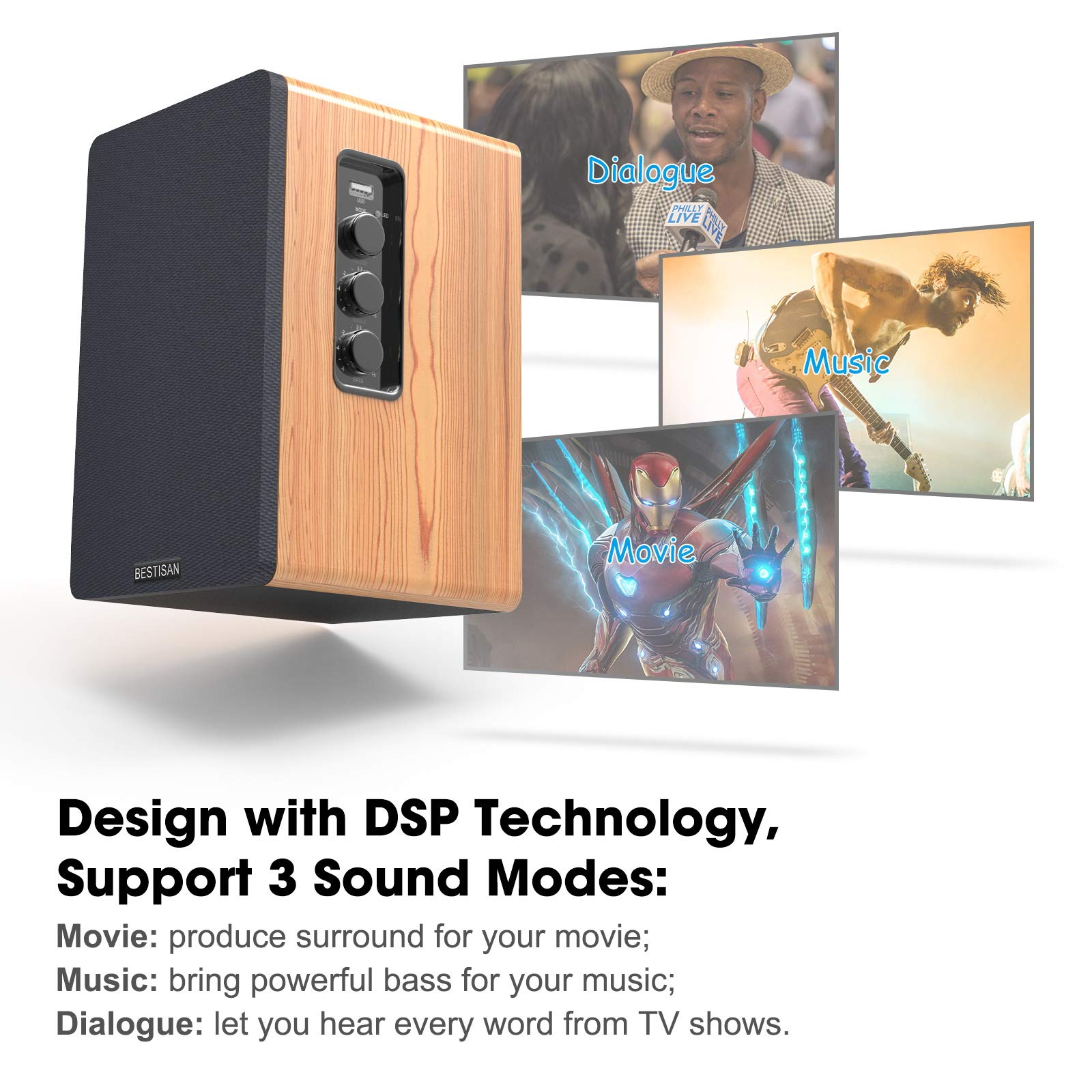 Bookshelf Speakers, BESTISAN Powered Bluetooth Bookshe...B08LPTJ5QX