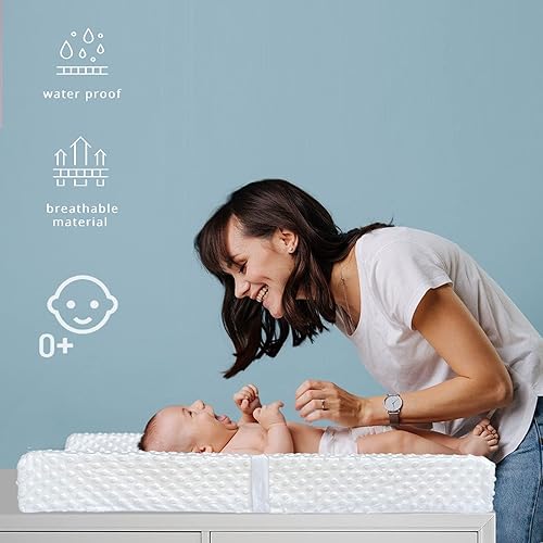 Miniatura 10 de YENING Mini cambiador de pañales de bebé para tocador con funda de 27 x 16 pulgadas, forro impermeable, pequeño contorno de espuma, almohadillas