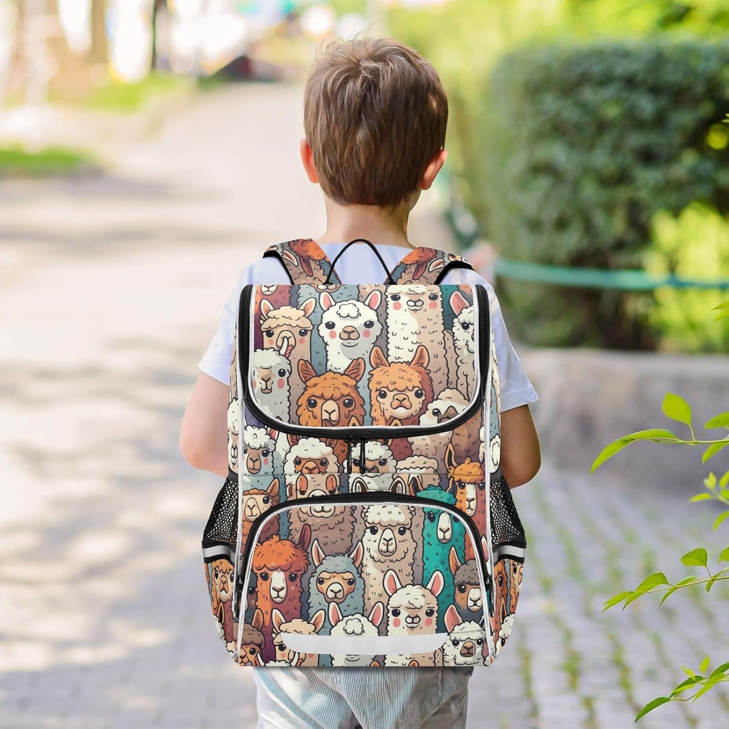 OREZI Schoolbag Colorful Alpaca Llama Animal Laptop Backpack for Student College Adult