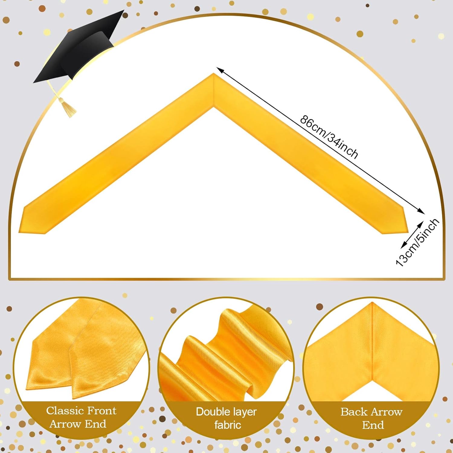 Cindeer 100 Pcs Adults Plain Graduation Stoles Bulk 68 Inch Unisex Sublimation Blank Sash 2026 Grad Satin Honor Stole