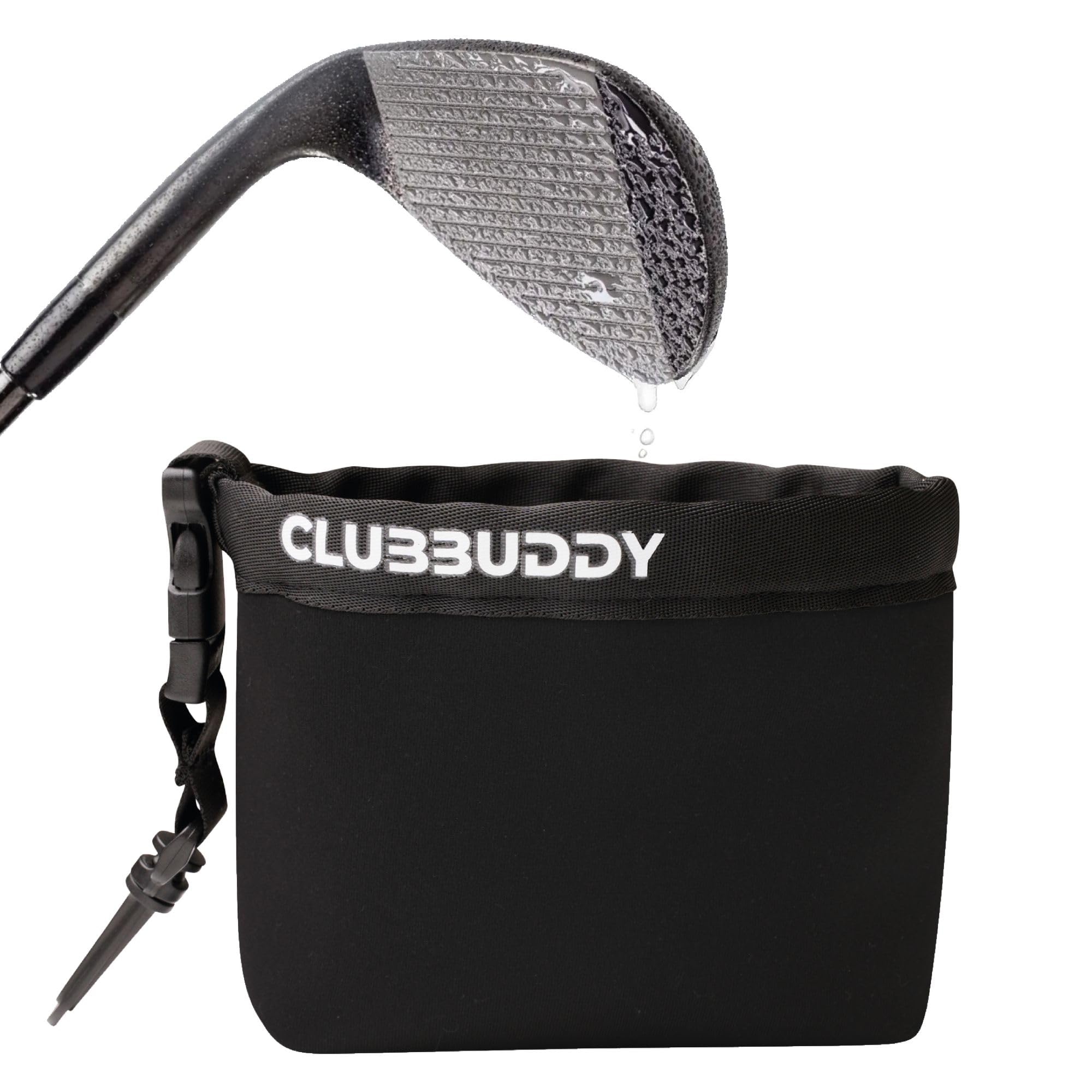 6ixPack Golf Clubbuddy - Golf Club Cleaning Bag - Waterproof Clean Groove Technology Liner, Dry Neoprene Exterior, Detachable Clip, Machine Washable Golf Club Cleaner - Golf Accessories for Men