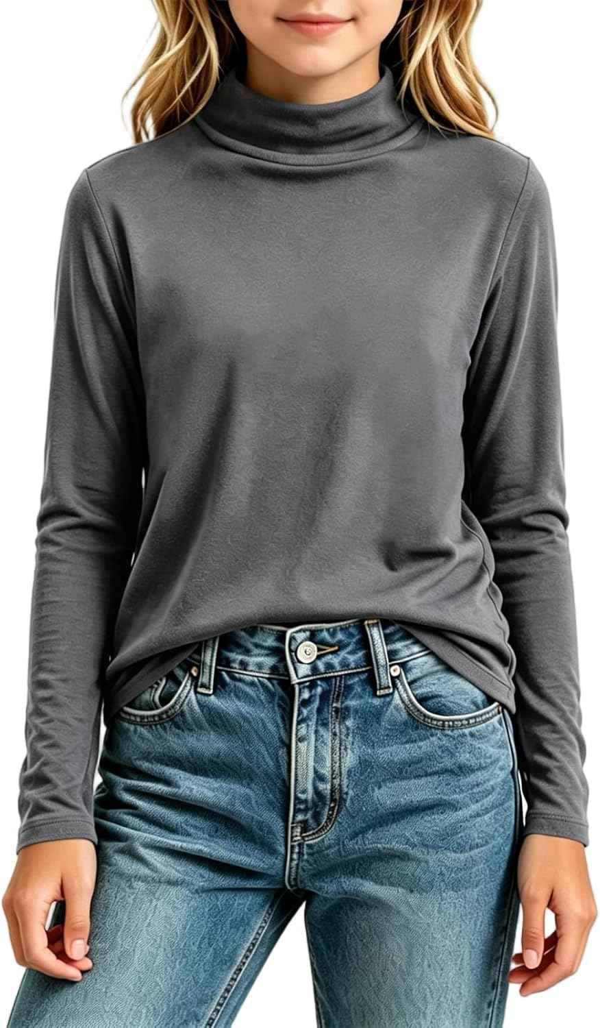 Girls Mock Turtleneck Long Sleeve Shirts Base Layer Top Tee