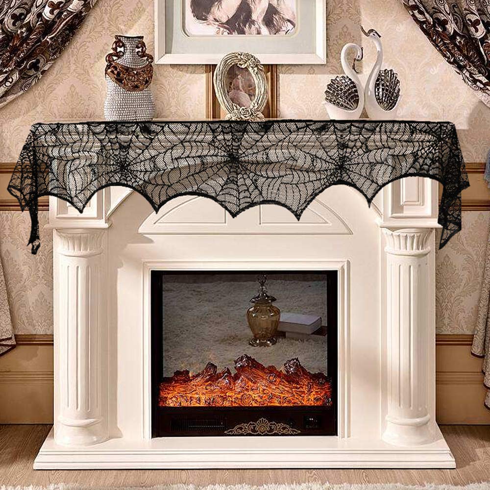 Mikiuly Halloween Spinnennetz Deko - 45x245cm Schwarz Für Kamin & Tür