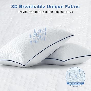 Cooling Bed Pillows Standard Size Set of 2 for Sleeping, Adjustable Shredded Memory Foam Pillows for Side Back Stomach Sleepers - Luxury Gel Pillows hotel pillows with Washable Removable Cover
