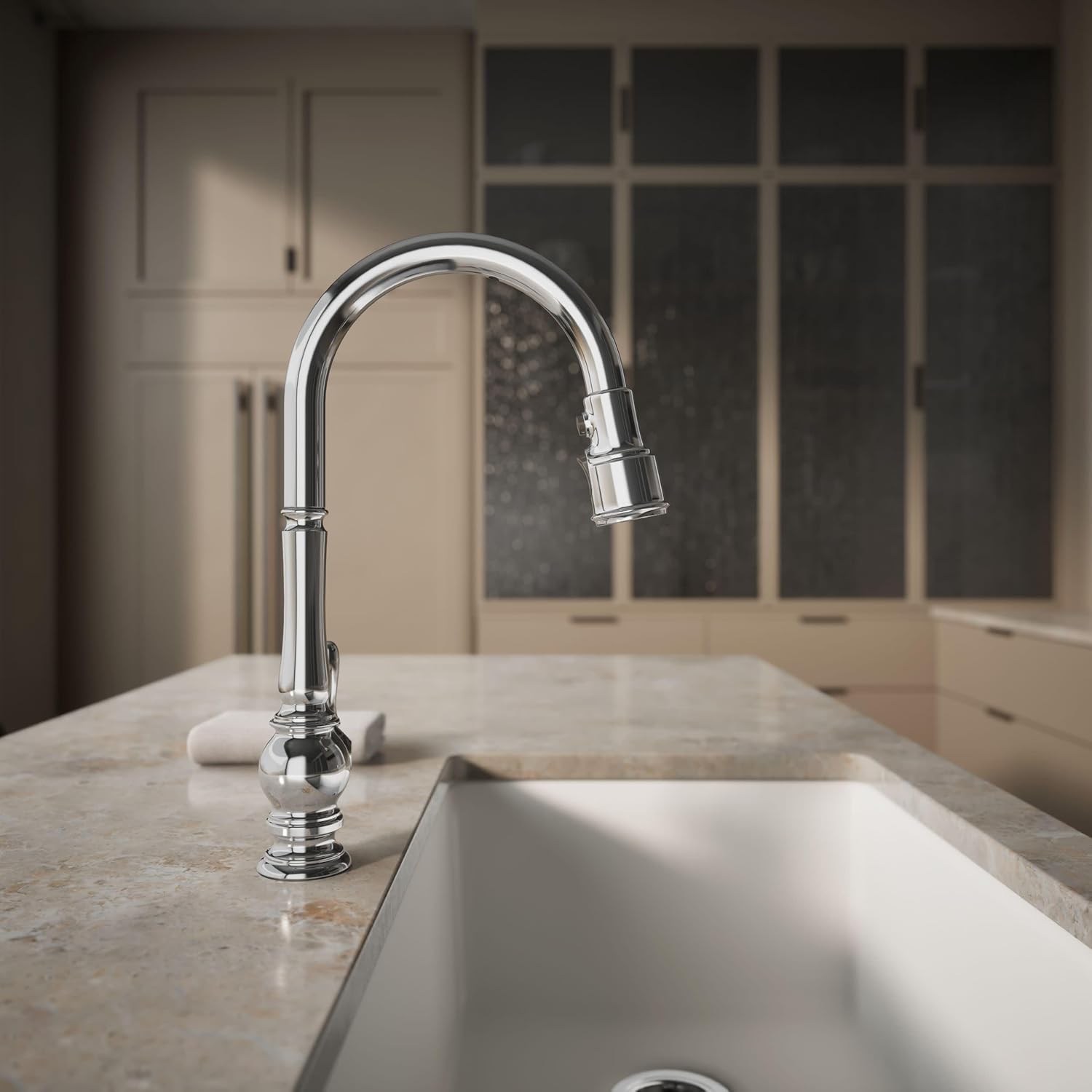 KOHLER Artifacts Kitchen Faucet with Pull Down Sprayer, Touchless Faucet, Kitchen Sink Faucet, Polished Chrome, K-29709-CP