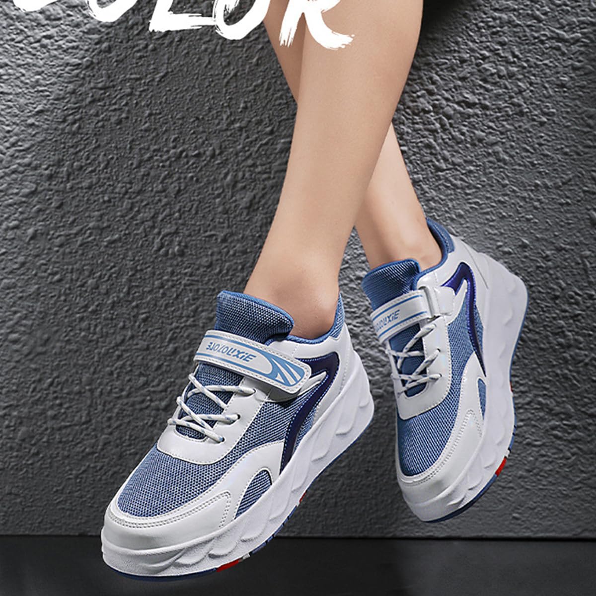 Chaussures à roulettes Fille Et Garçon Patins de Skate à roulettes Sneakers Roller 2 en 1 Chaussures de Skateboard Baskets avec Roues Outdoor Patins à roulettes Enfants (BZX-T10, 38EU)