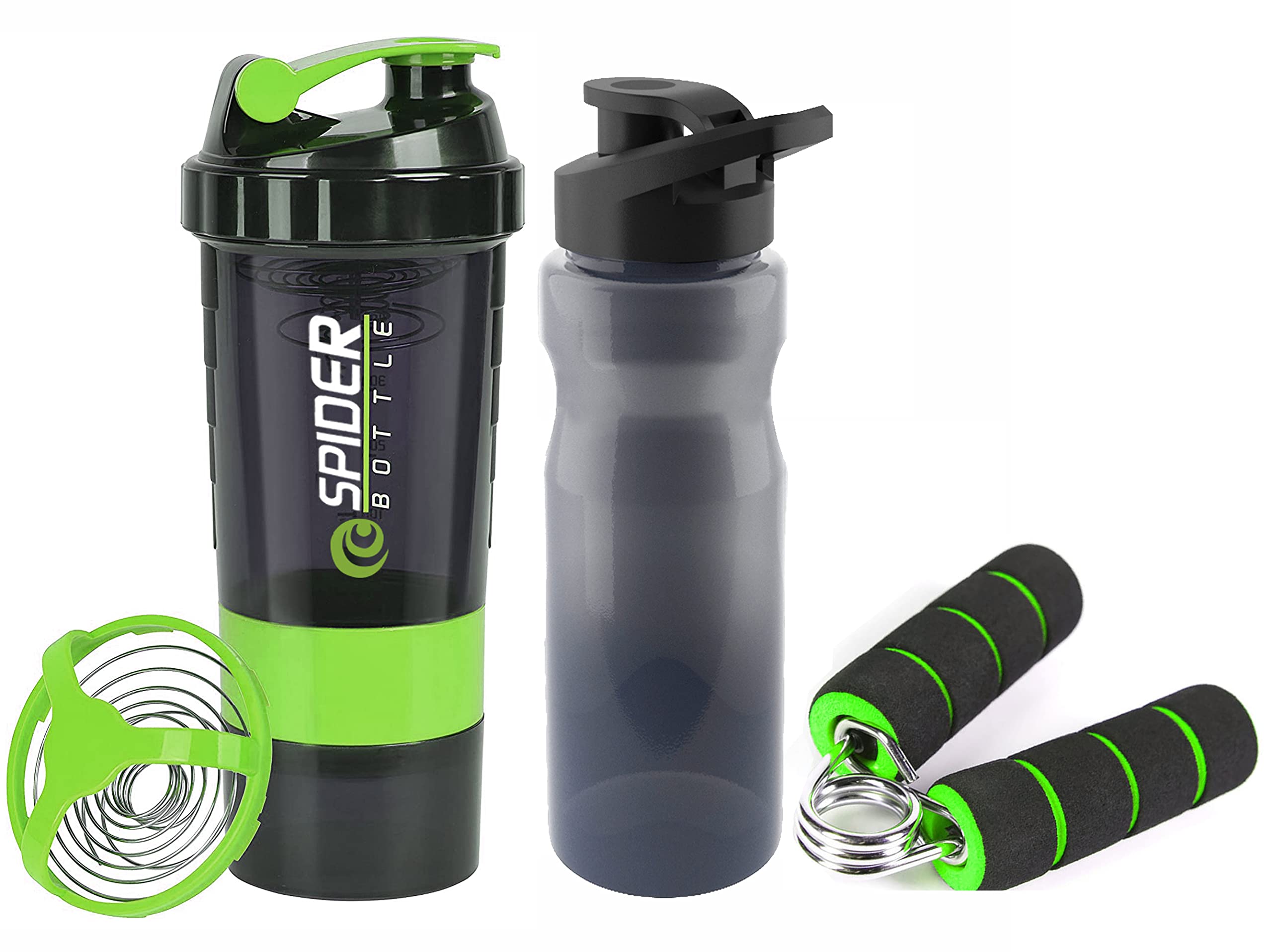 TRUE INDIAN Exclusive Gym Shaker with Mini Gripper and Sipper for Gym & Fitness Kit|Gym Shaker|Water Bottle|Workout Bottle|Hand Grip|Sports Grip|Hand Exercise.(Pack of 3) (Green)-picture-12