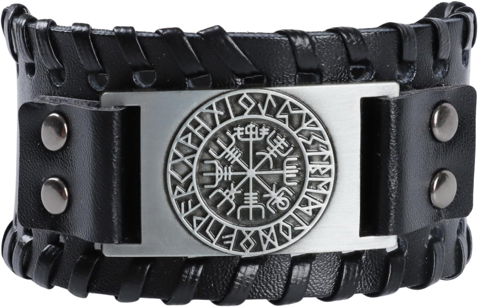 Viking Bracelet for Men, Wide Leather Cuff Wristband Jewelry Gear, Celtic Pagan Jewelry