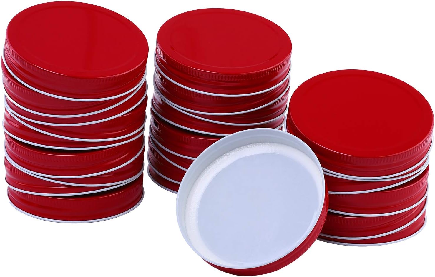 Ruisita 24 Pack Wide Mouth Mason Jar Lids with Silicone Seals Rings Mason Storage Solid Caps for Wide Mouth Size Jars