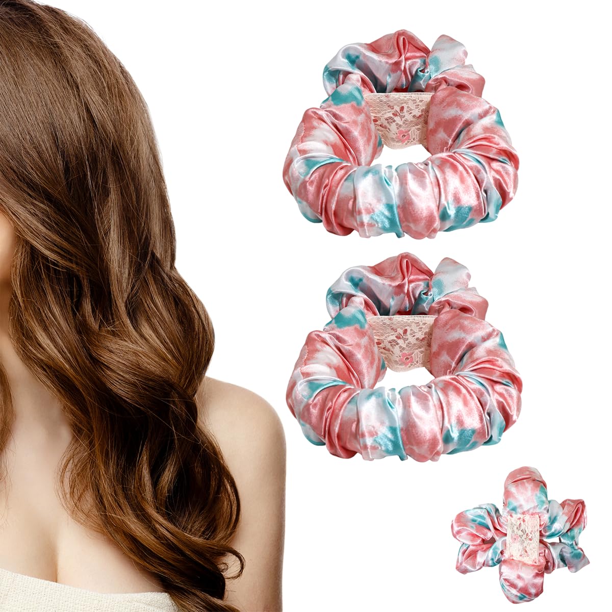 Heatless Hair Curler Overnight to Sleep In,Heatless Curling Scrunchie for Women Soft Silk Lazy Rollers Headband for Long Hair Overnight. (BLACK, NORMAL)