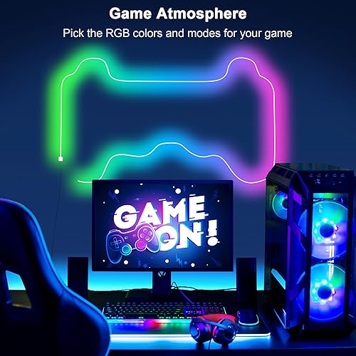 Miniatura 7 de Cozylady Tira de luces LED RGB de neón de 40 pies (20 pies x 2 rollos) para dormitorio, tira de luces LED de 39.4 ft con cinta adhesiva de doble