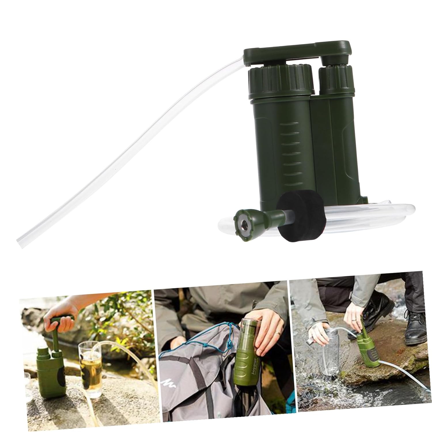 Generic Portable Water Purifier Pump Camping Water Filter Lightweight Outdoor Emergency Filter for Hiking and Travel with Safe Materials and Compact Design