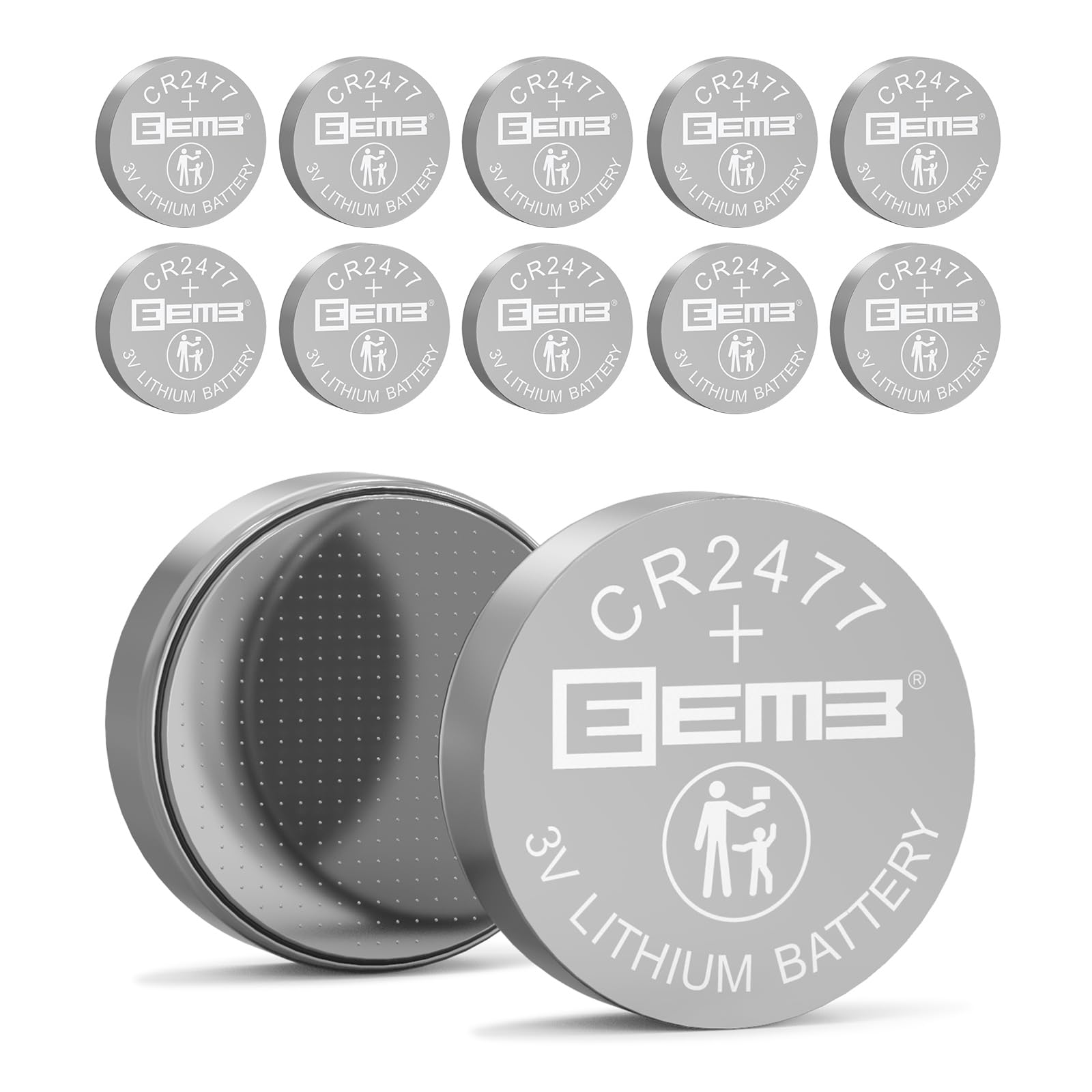 EEMB 10 Pack CR2477 Batterie 3V Lithium Knopfzellenbatterien 2477 Batterie DL2477, ECR2477 für elektronische Kerze, Licht, Fernbedienung, Schlüsselanhänger, Alarm, Kontaktsensor, intelligente Geräte