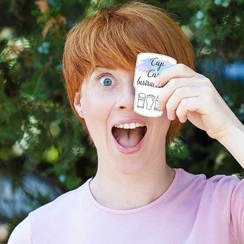 Miniatura 7 de Sureio 200 piezas de tarjetas de taza de vaso, instrucciones de cuidado de la taza, inserción de taza de cuidado del vaso para negocios,