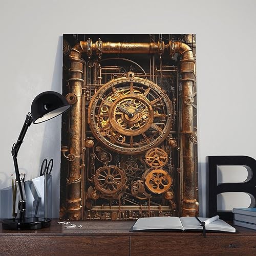 Miniatura 8 de Steampunk Clock Gear Wall Art  Victorian Brass & Copper Mechanical Print  Industrial Retro Sci-Fi Home Decor Art Wall Decoration Poster Family Bar