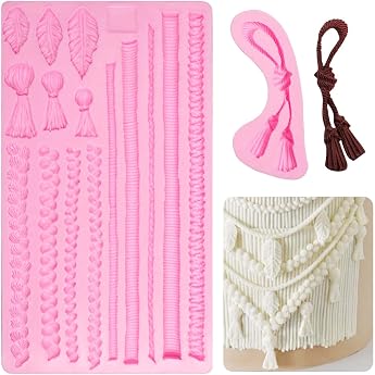 Rope Fondant Mold Tassel Silicone Chocolate Molds for Cake Decorating Baby Shower Birthday Party Gum Paste 2 Pieces
