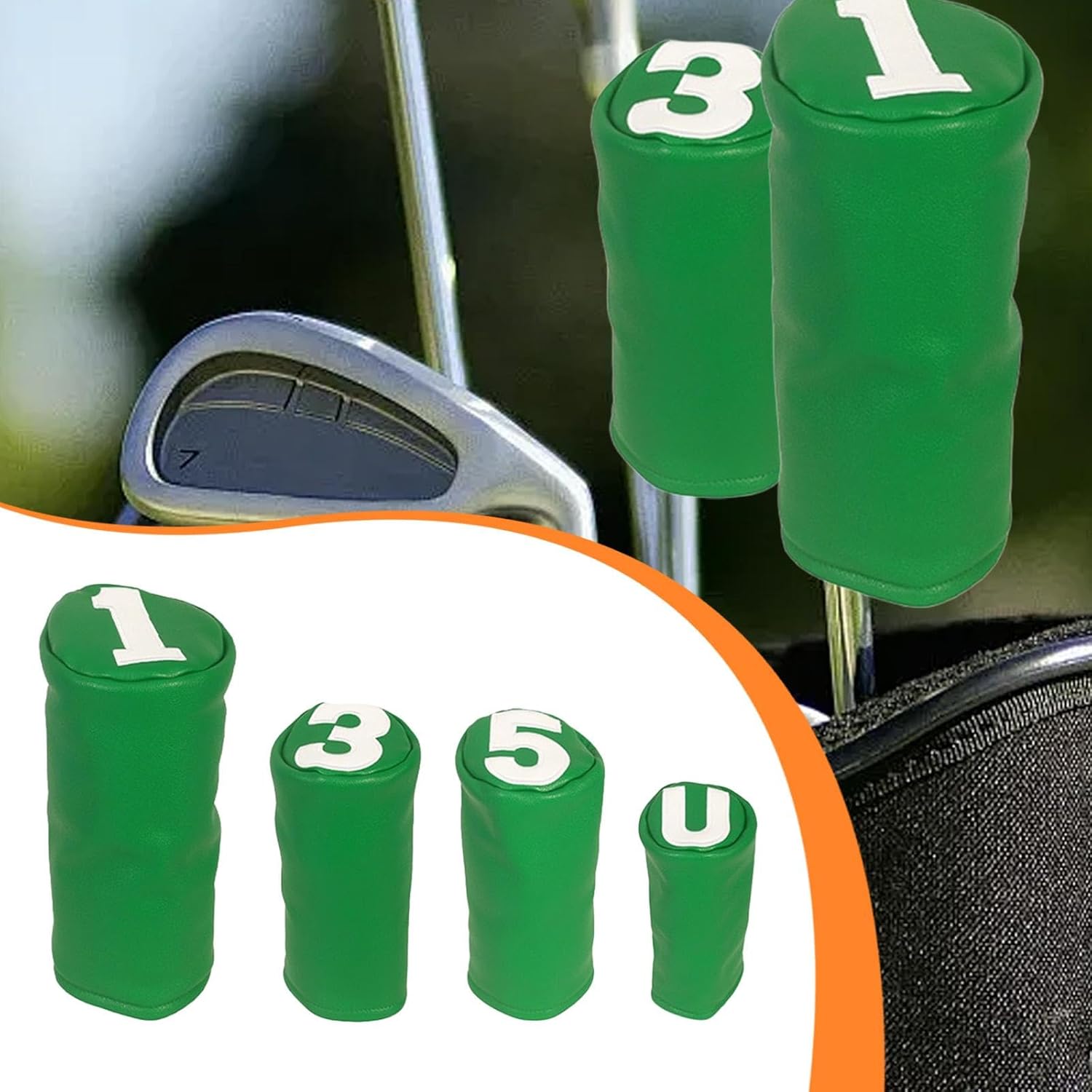 男性と女性用の厚いベルベットの裏地が付いたゴルフクラブカバー 4 個。