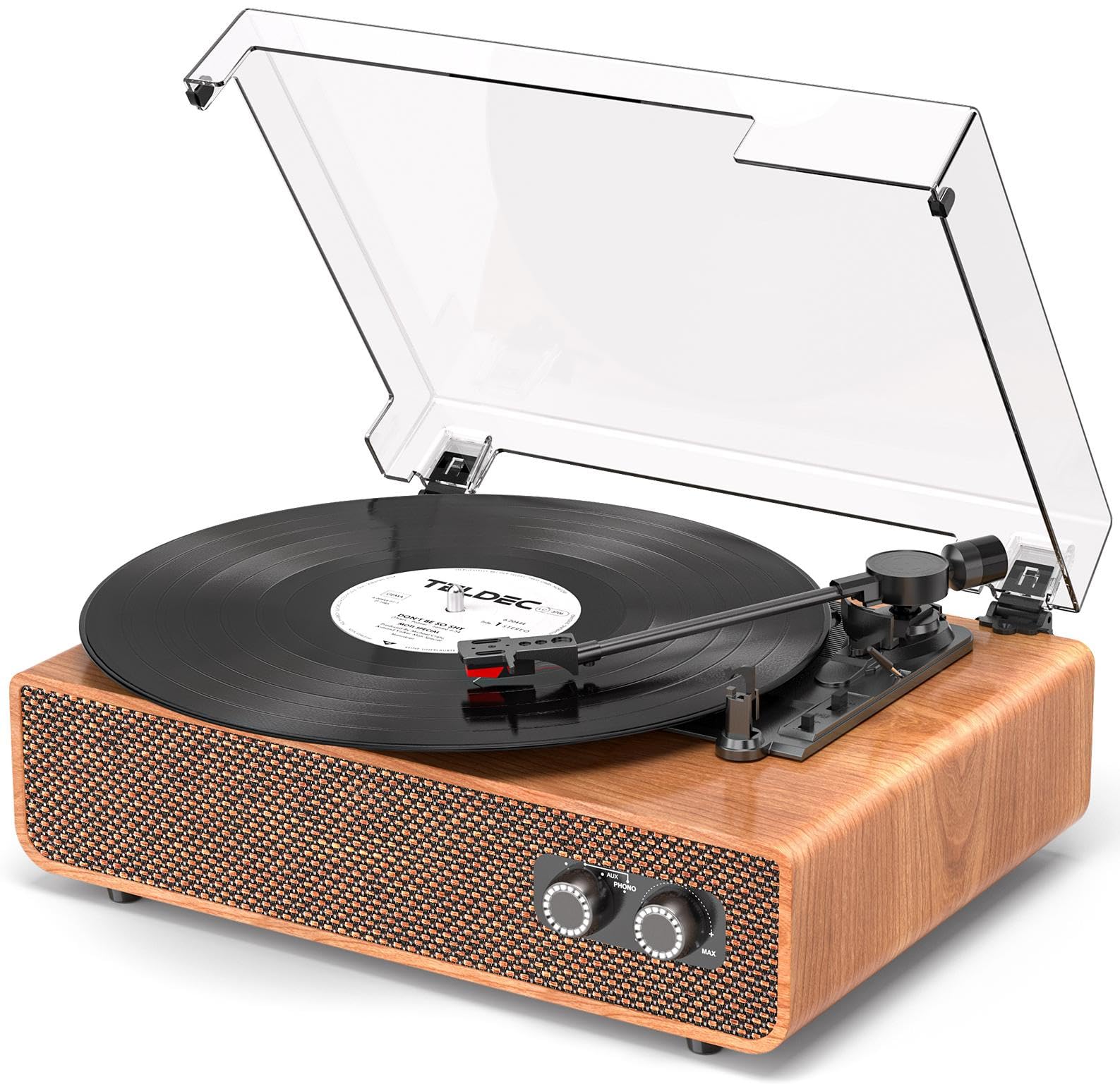 Vinyl Record Player Vintage 3 Speed Turntable Bluetooth with Upgraded Speakers, Adjustable Counterweight, Vinyl LP Player with Enhanced Sound, Aux-in