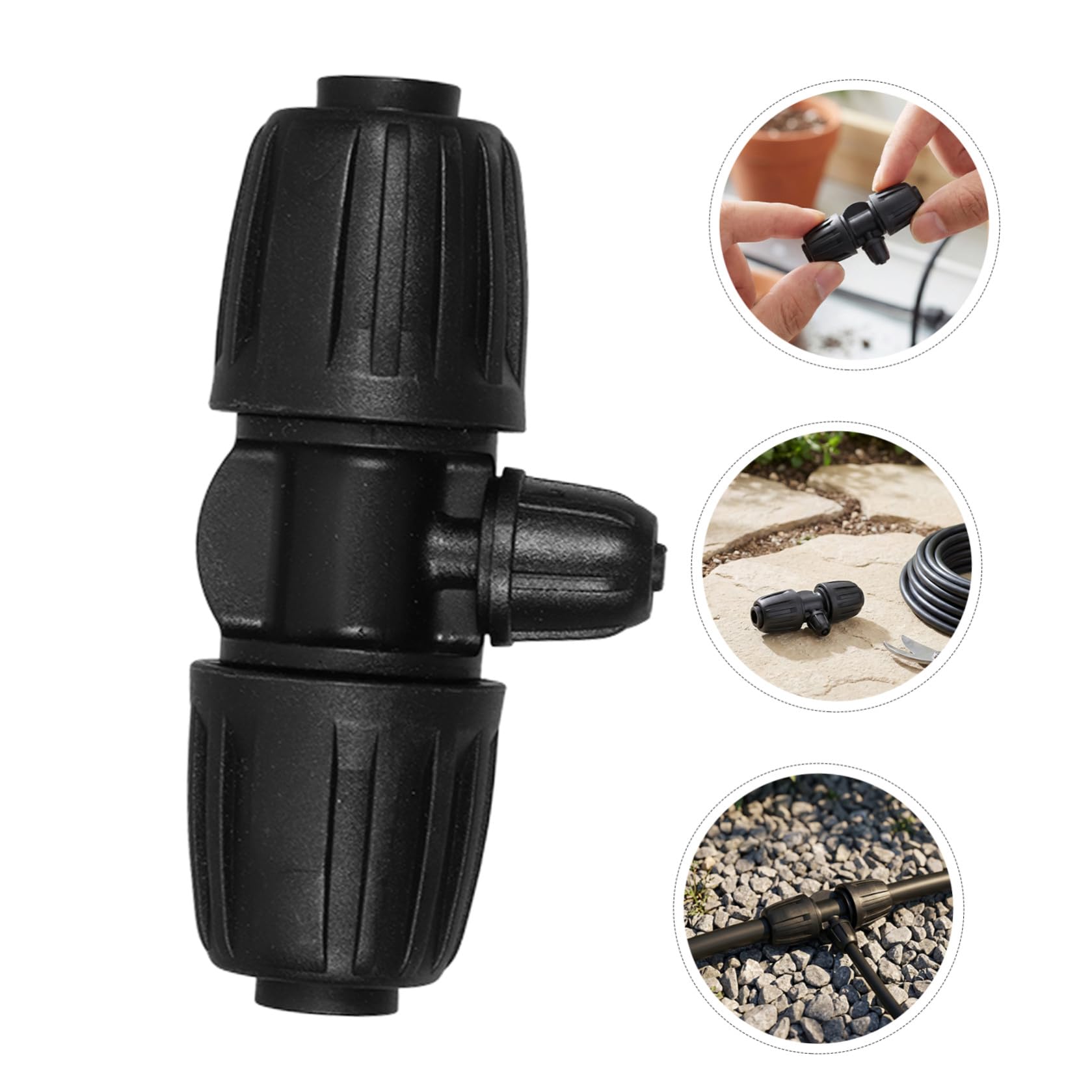 GALPADA 30 Pezzi Connettore per Irrigazione Agricola 3 Vie Design Antigoccia in Pp Nero, Compatibile Tubi da 1/2 a 1/4 Pollici, per Irrigazione da Giardino All'aperto