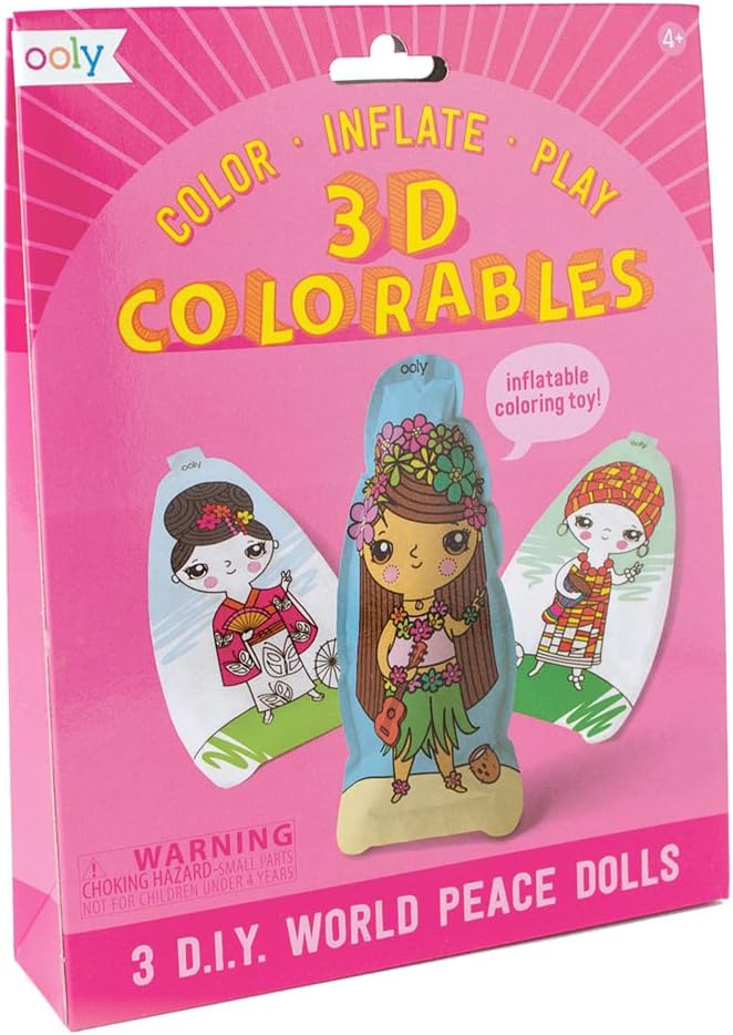 Amazon Com Ooly 3d Colorables Inflatable Coloring Paper Toys Diy World Peace Dolls Set Of 3 For Ages 4 Toys Games