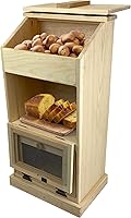 Vista 10 de Peaceful Classics Caja de almacenamiento de papas de madera, paneras de madera, caja decorativa y para cebolla, con sección de comestibles, tapa