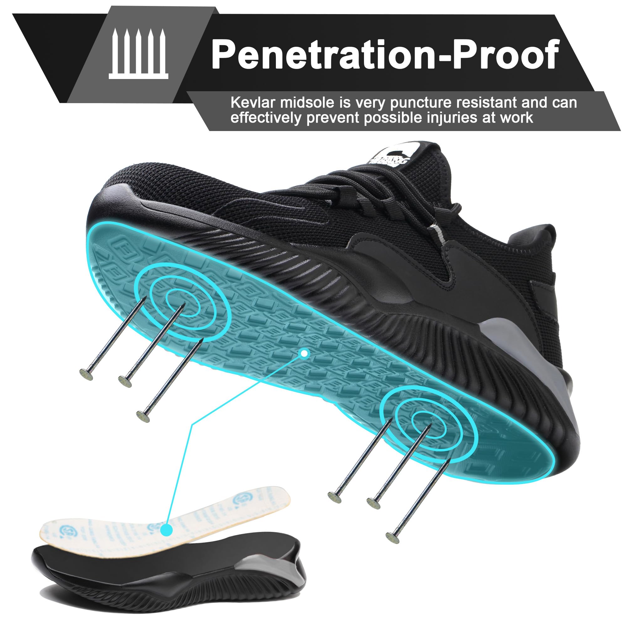 Scarpe Antinfortunistiche Uomo Donna S3 Scarpe da Lavoro Leggere Sportive Sicurezza Scarpe con Punta in Acciaio Scarpe da Cantiere Antiscivolo 36EU-46EU