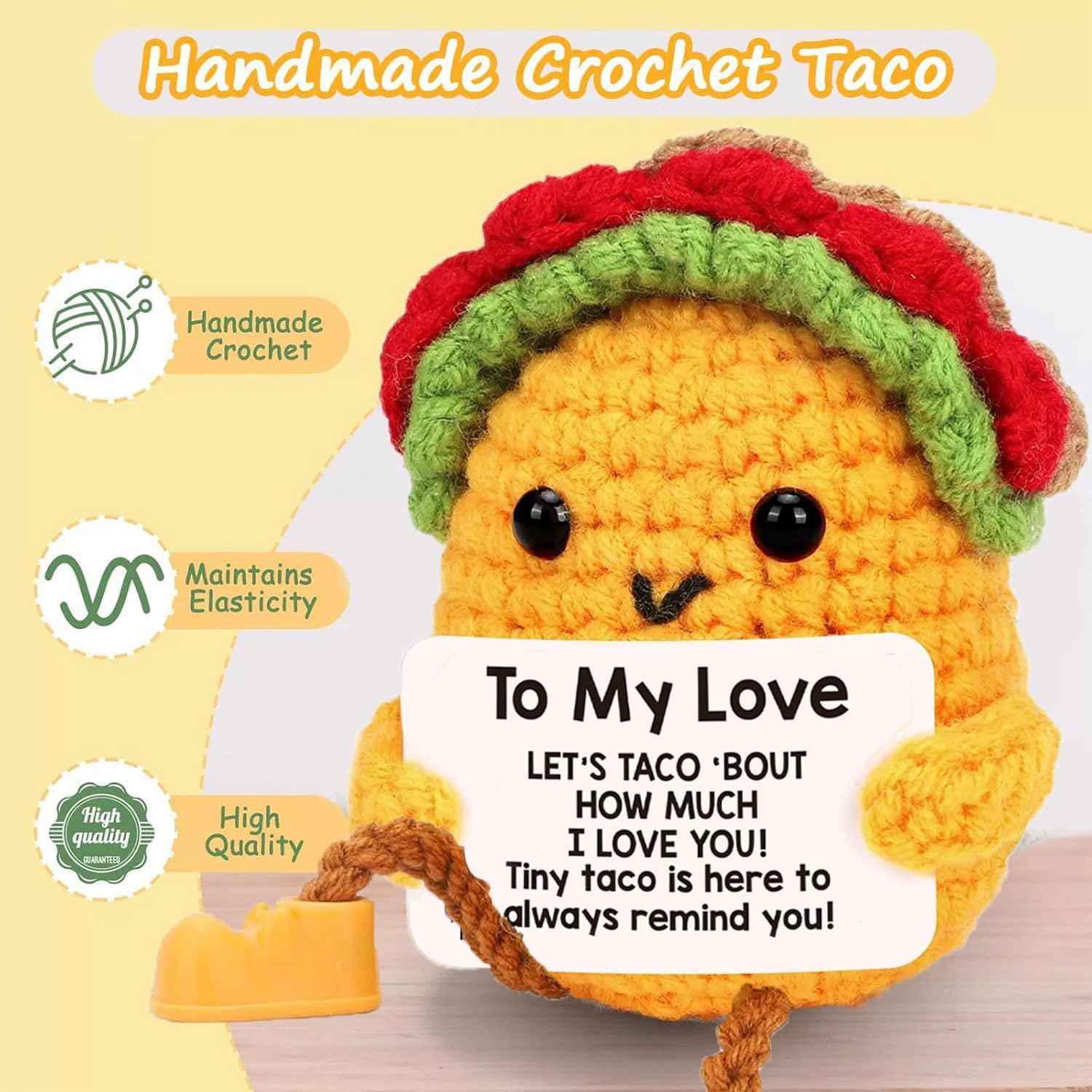Gift for Girlfriend Wife Husband, Unique Handmade Crochet Long Legged Positive Taco Couples Valentines Christmas Anniversary Small Gifts Birthday Gift (to My Love)