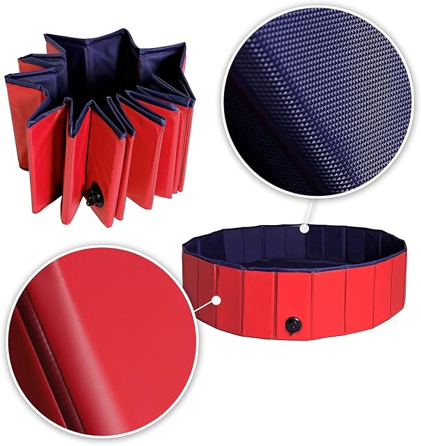 Foto 7 de 8 de lionto Piscina plegable para perros bañera para perros piscina mascotas, Piscina para niños (M) 120 cm