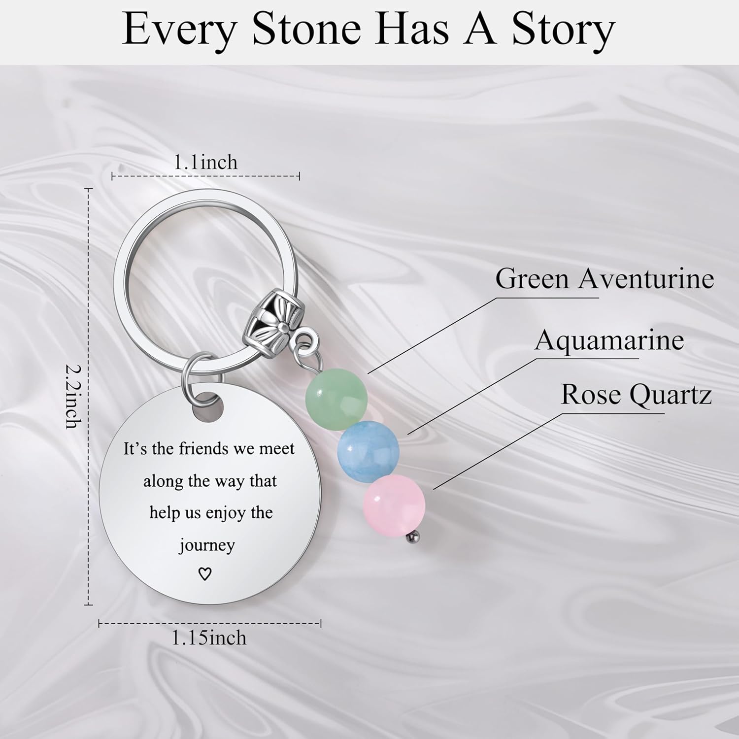 JoycuFF Keychain Gift for Women Christmas Birthday Gift for Best Friends Huaband Son Mom Stone Keychain - Image 3
