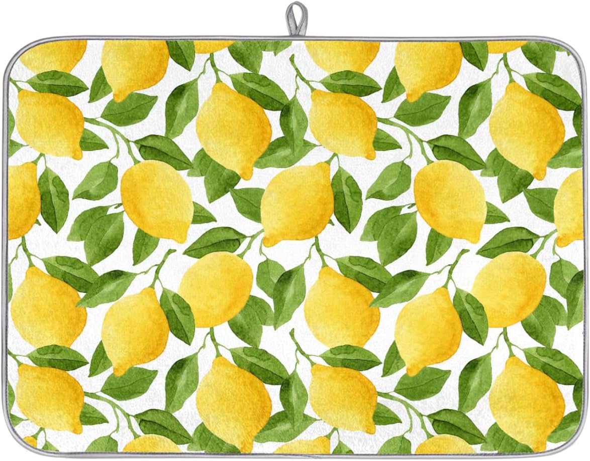 Lemon Fruit Dish Drying Mat for Kitchen Counter Absorbent Reusable